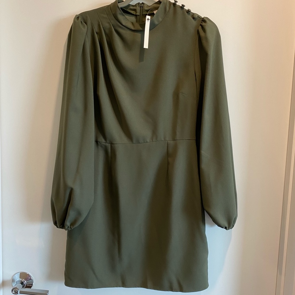 ASOS Dark Green High Neck Dress, Size 6, NWT